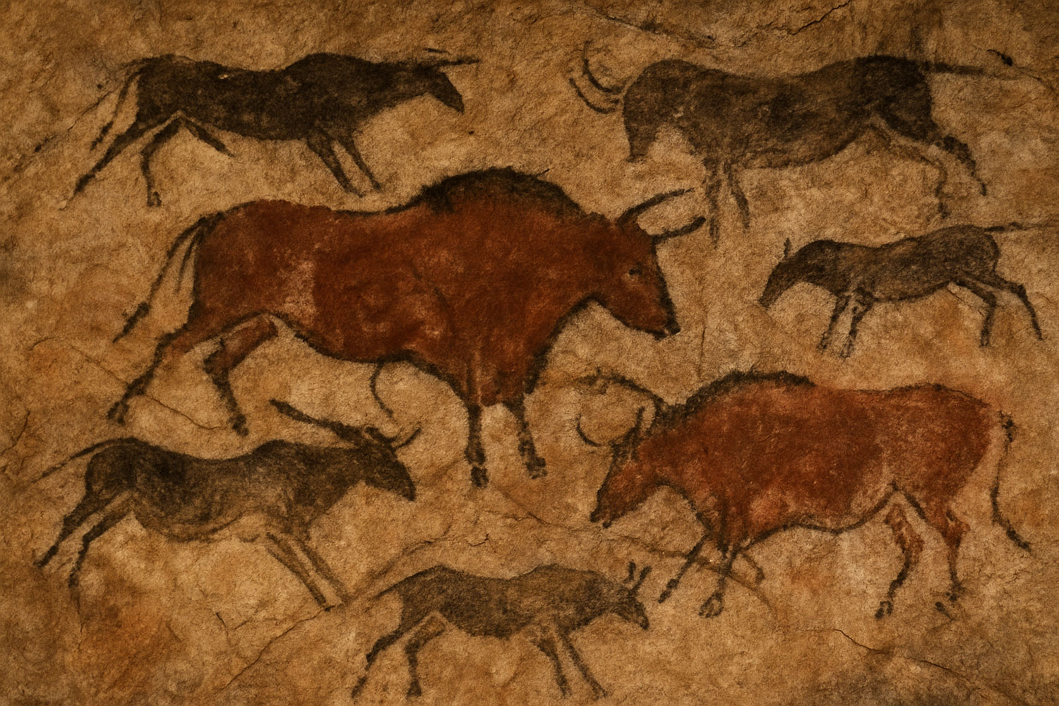Ancient cave paintings showing early optical illusion techniques