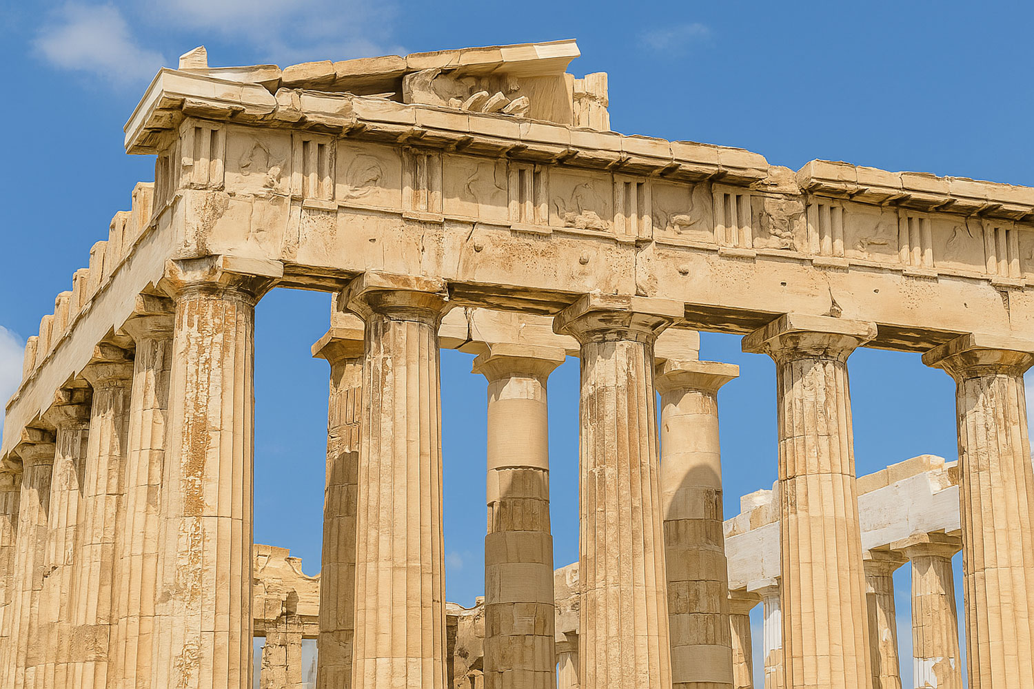 Greek architecture using visual distortion in columns