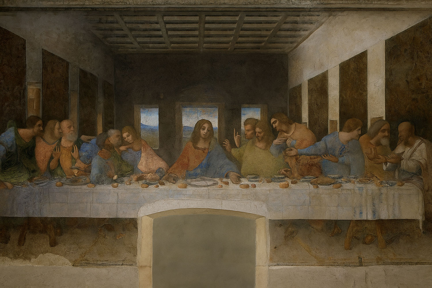 Renaissance painting by Leonardo da Vinci showing depth illusion