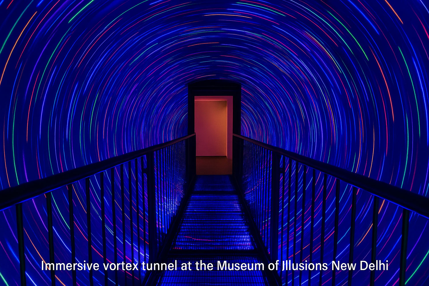 Immersive vortex tunnel at the Museum of Illusions New Delhi